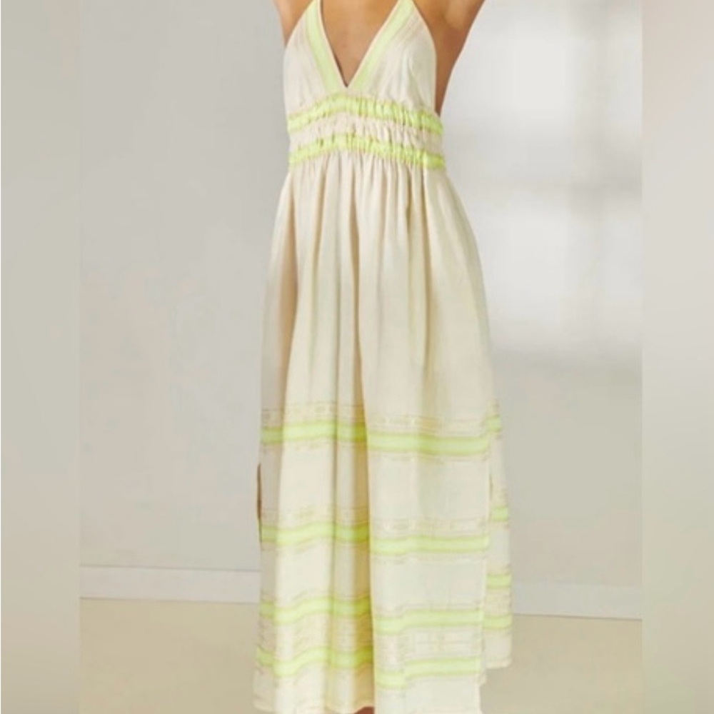 LEMLEM Gete hand spun woven halter maxi sun/cover Dress in lomi keylime - Picture 16 of 16